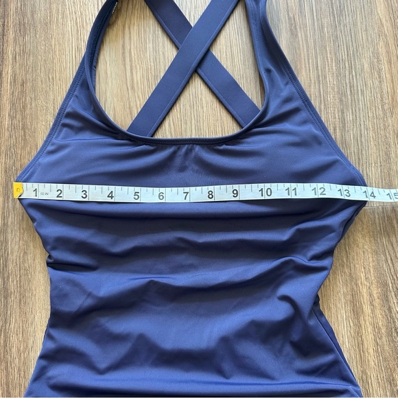 Andie Womens Tulum One Piece Swimsuit Small Navy Blue Cross Back Classic Padded - Picture 7 of 10